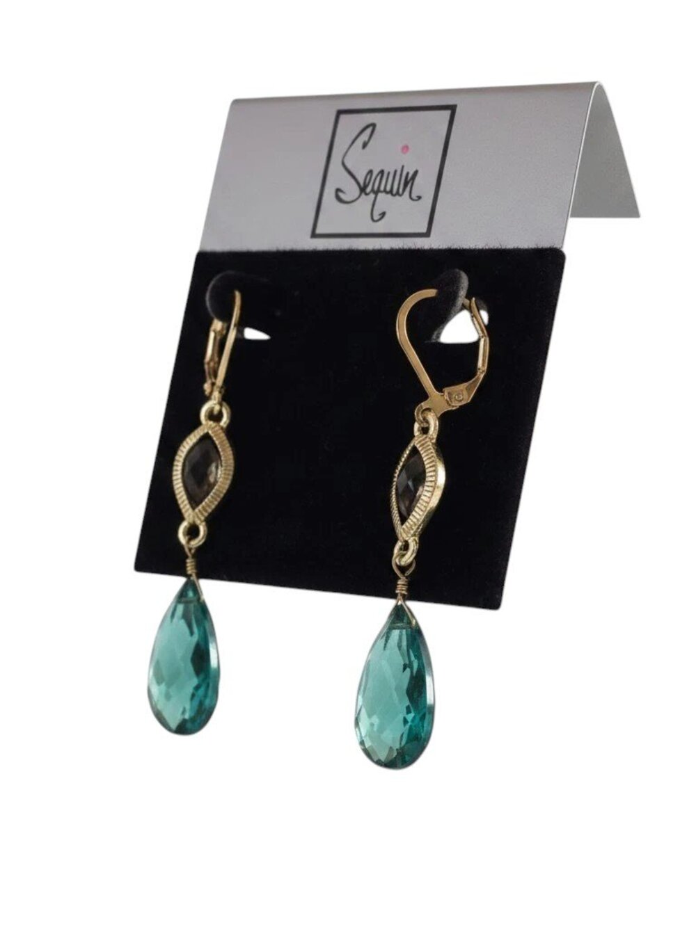 Sequin Women's Gold Plated Green Dangle Leverback Casual Earrings